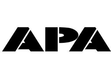 A black and white image of the apa logo.